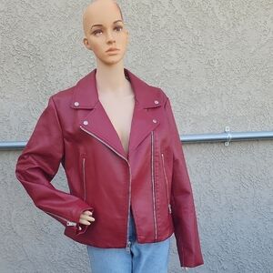 Levi's Women's Burgundy Leather Jacket Size L